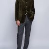 Menswear Favourbrook Velvet Jackets | Olive Velvet Nehru Jacket Button Cuff