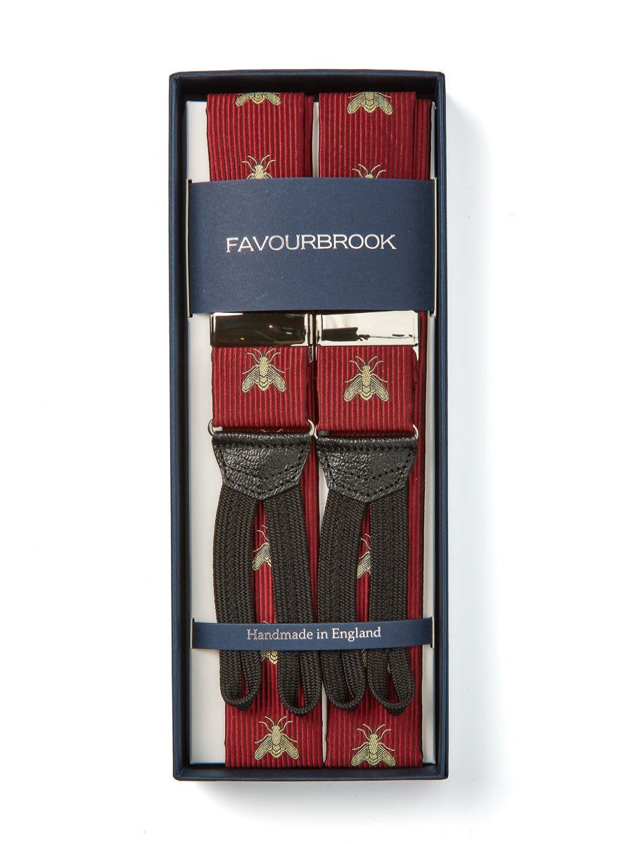 Menswear Favourbrook Braces | Red Gold Bees Silk Braces