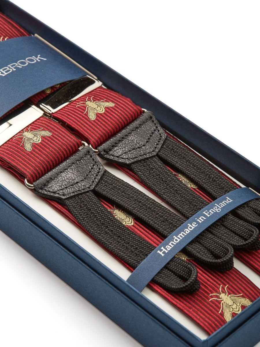 Menswear Favourbrook Braces | Red Gold Bees Silk Braces