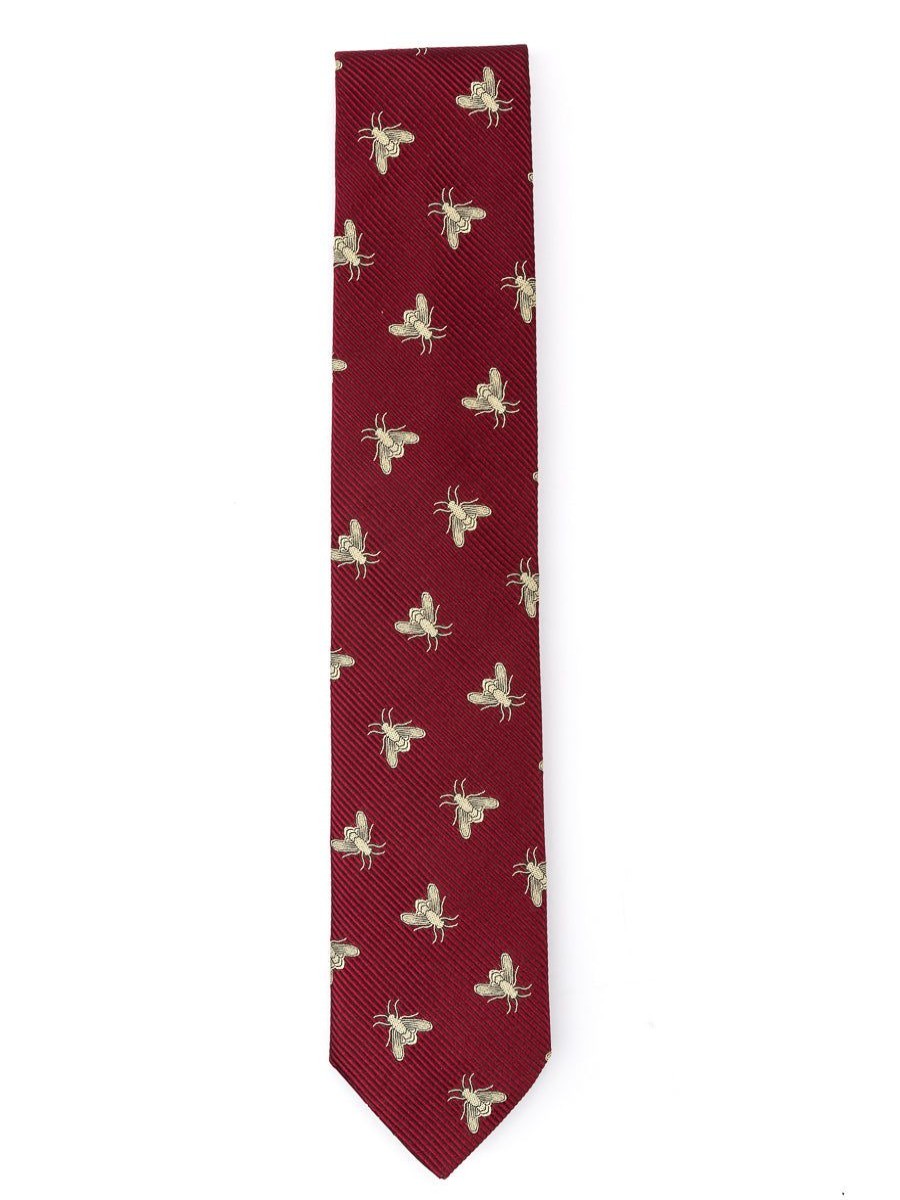 Menswear Favourbrook Ties | Red Gold Bees Silk Tie