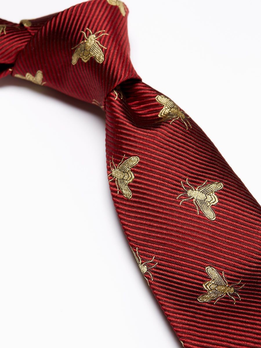 Menswear Favourbrook Ties | Red Gold Bees Silk Tie