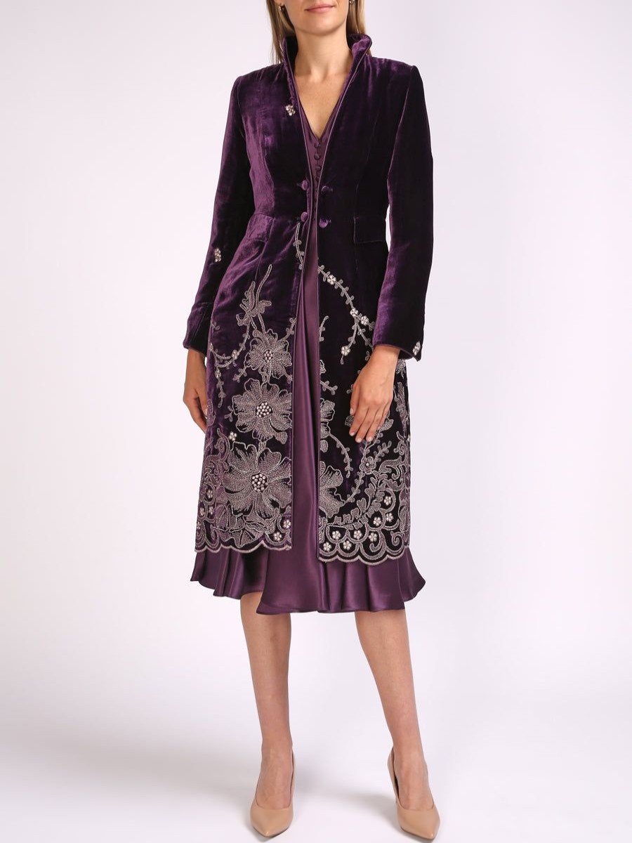 Womenswear Favourbrook Jackets & Coats | Eton Coat Amethyst Bouverie Silk Velvet