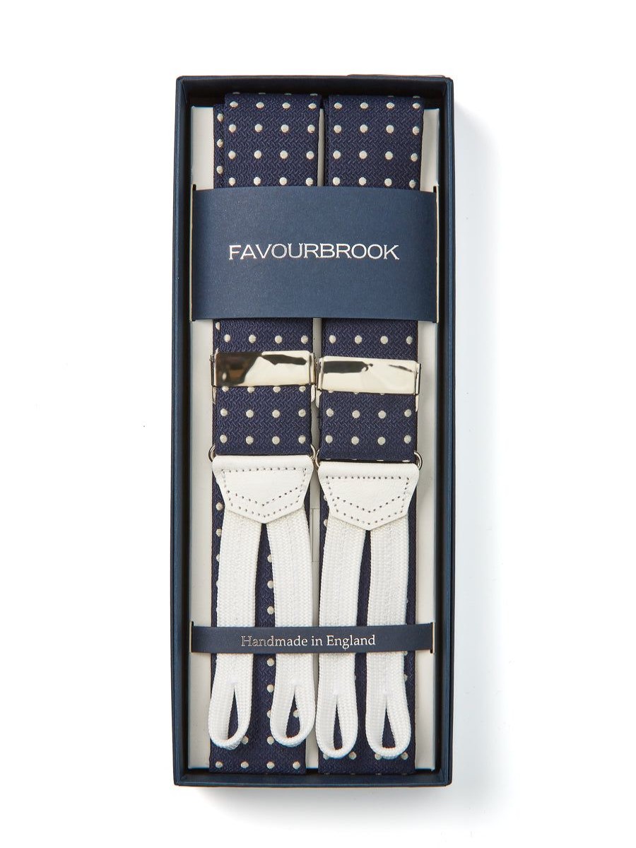 Menswear Favourbrook Braces | Navy Pickwick Silk Braces