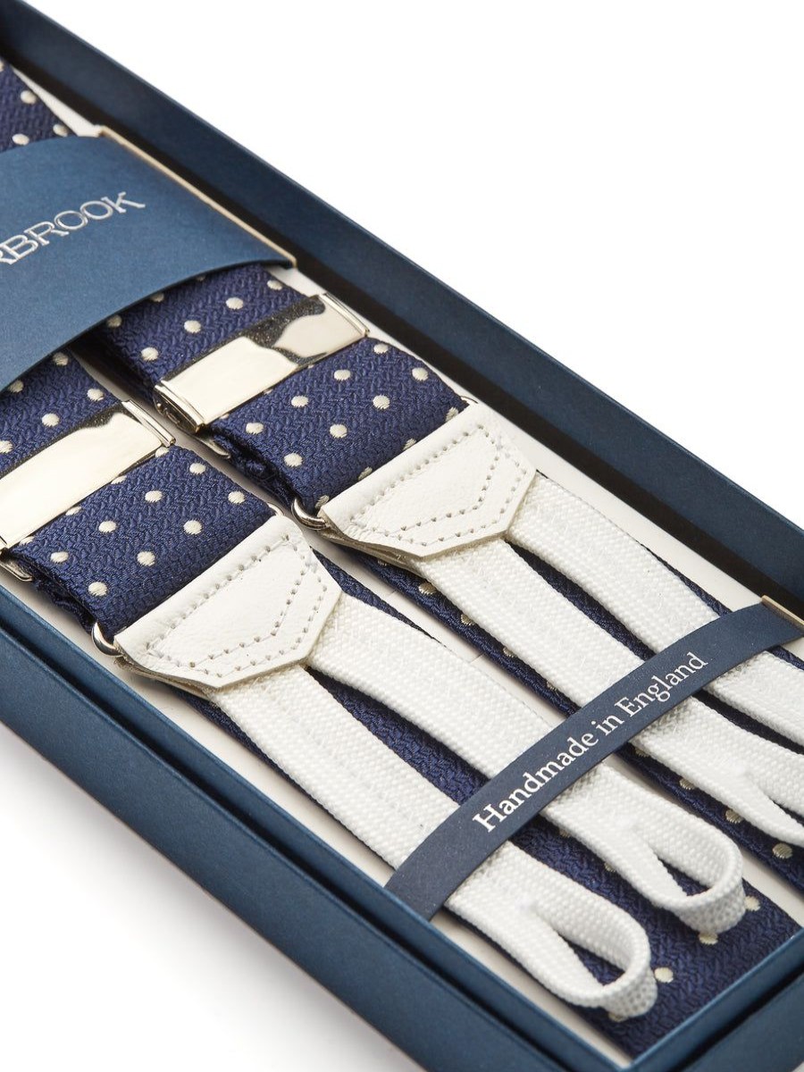 Menswear Favourbrook Braces | Navy Pickwick Silk Braces