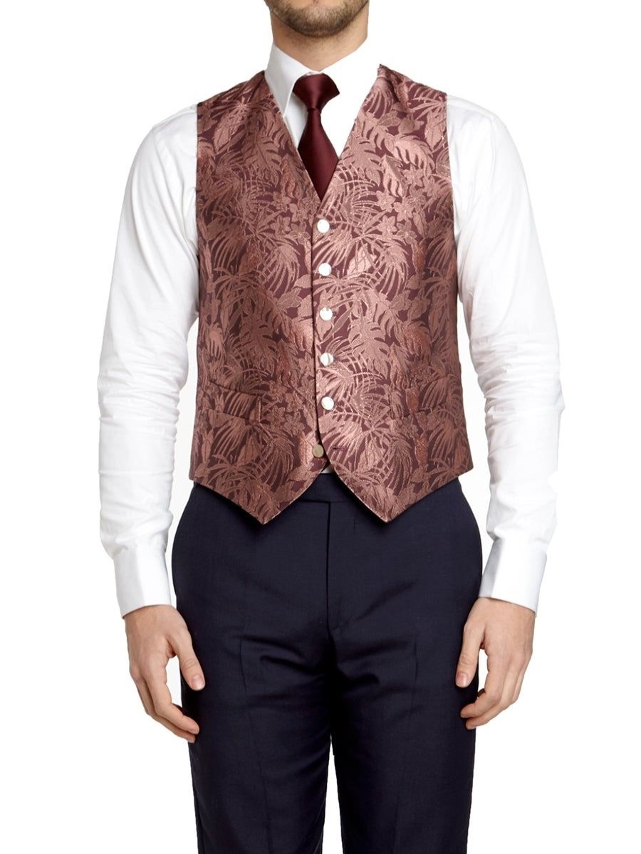 Menswear Favourbrook Waistcoats | Rose Botanics Silk Single Breasted 6 Button Waistcoat