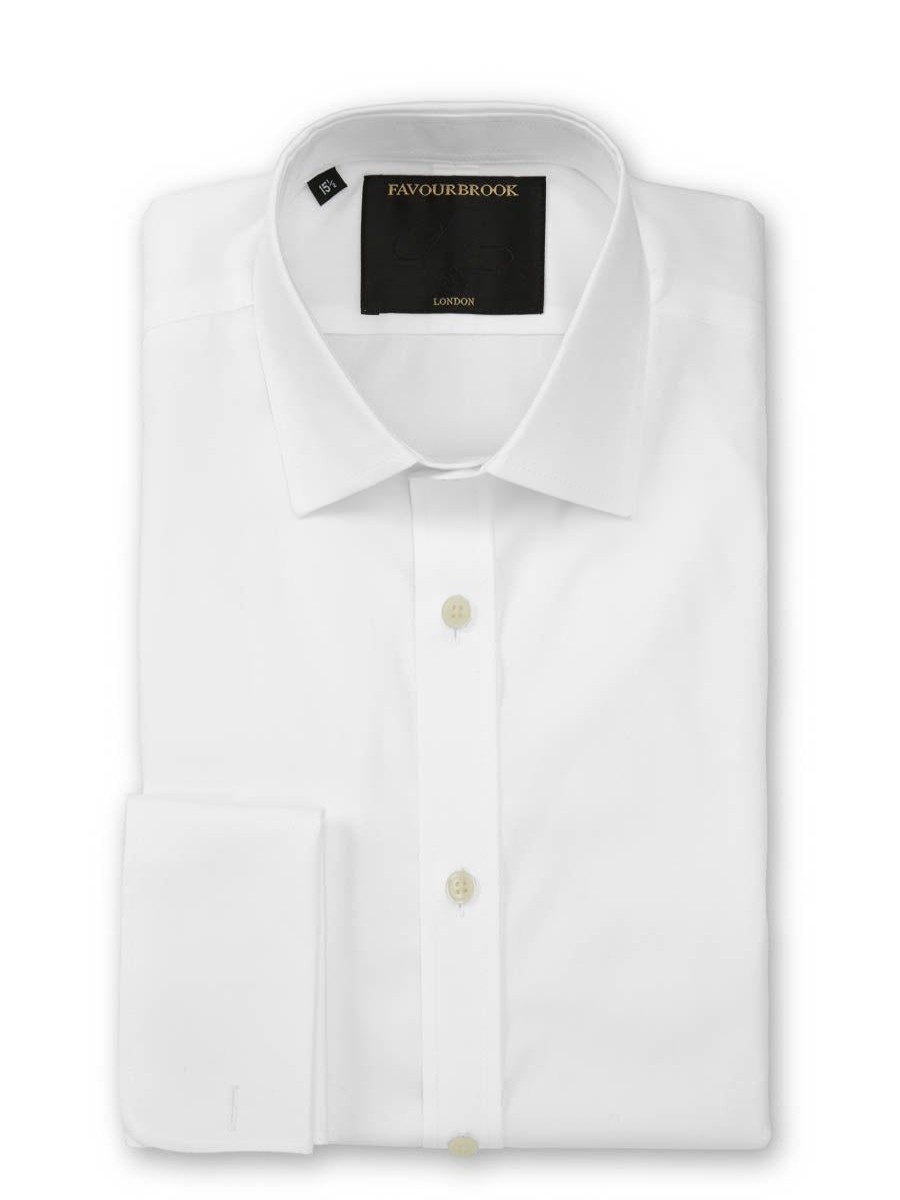 Menswear Favourbrook Shirts | White Poplin Cotton Wedding Shirt