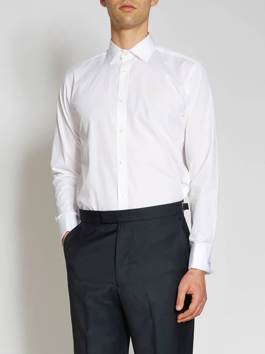 Menswear Favourbrook Shirts | White Poplin Cotton Wedding Shirt