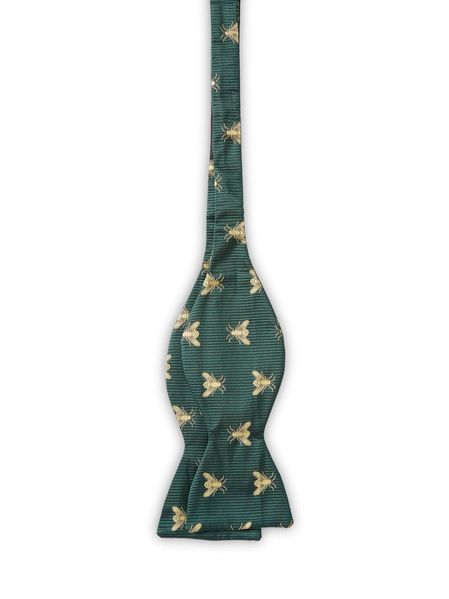 Menswear Favourbrook Bow Ties & Cummerbunds | Green Gold Bees Silk Large Party Bow Tie