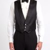 Menswear Favourbrook Waistcoats | Black Duchesse Satin Silk Single Breasted 3 Button Shawl Lapel Waistcoat