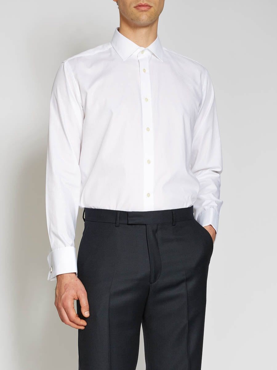 Menswear Favourbrook Shirts | Organic Herringbone White Wedding Shirt