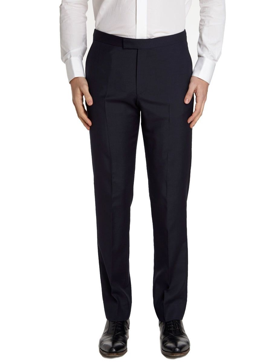 Menswear Favourbrook Trousers | Navy Tonic Mohair Wool Flat Front Trouser