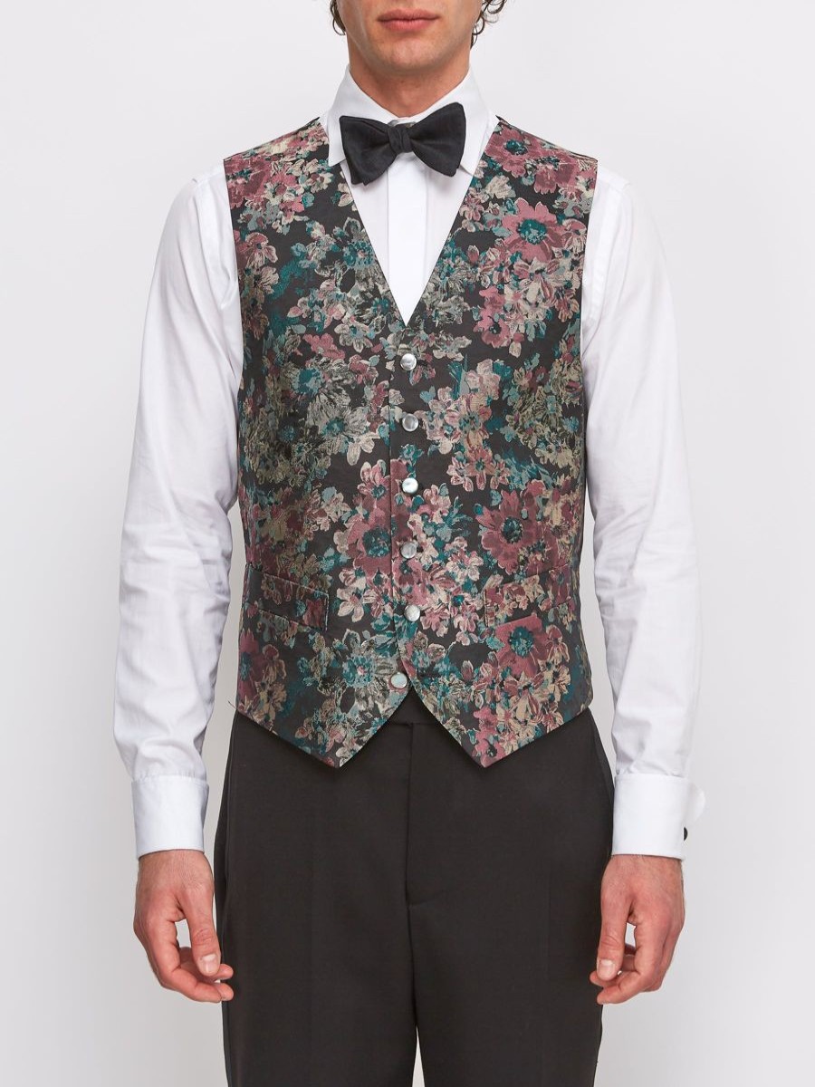 Menswear Favourbrook Waistcoats | Pink Chatsworth Silk Single Breasted 6 Button Waistcoat