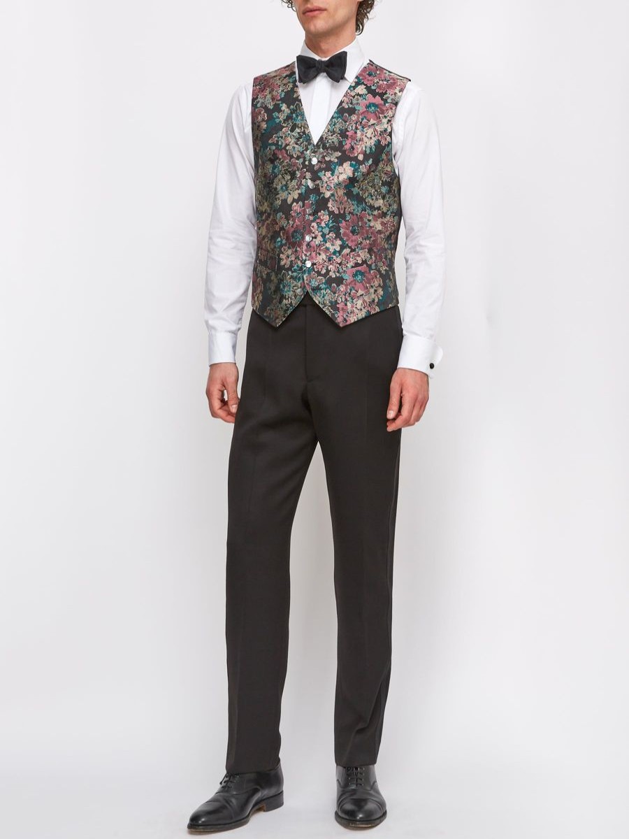 Menswear Favourbrook Waistcoats | Pink Chatsworth Silk Single Breasted 6 Button Waistcoat