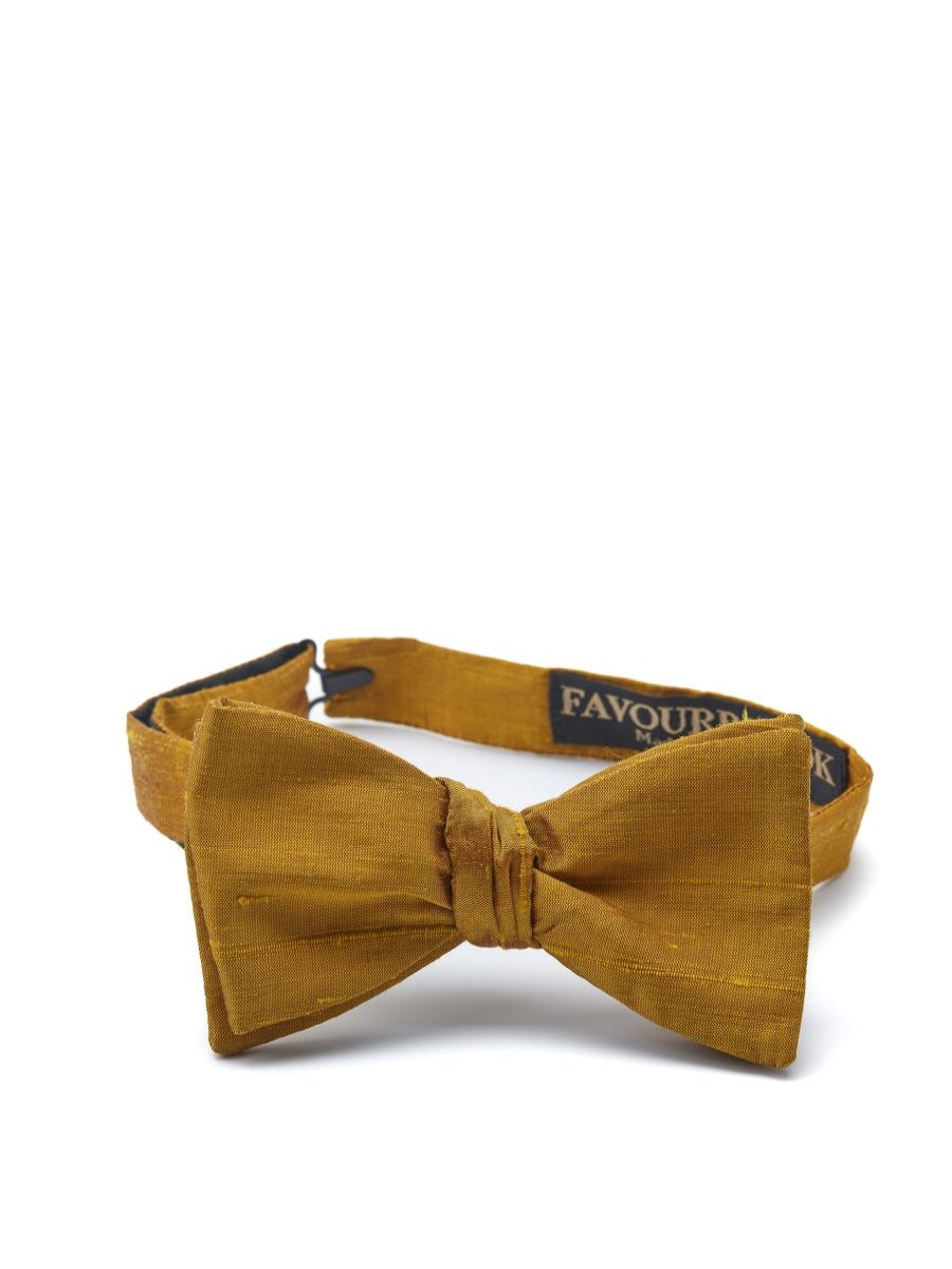 Menswear Favourbrook Bow Ties & Cummerbunds | Mustard Douppion Silk Pleated Cummerbund & Bow Tie Set