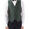 Menswear Favourbrook Waistcoats | Green Bees Silk Single Breasted 6 Button Waistcoat