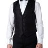 Menswear Favourbrook Waistcoats | Black Albert Silk Single Breasted 4 Button Piped Waistcoat