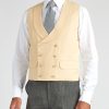 Menswear Favourbrook Waistcoats | Dark Cream Linen Double Breasted 8 Button Shawl Lapel Waistcoat