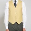 Menswear Favourbrook Waistcoats | Yellow Gabardine Wool Single Breasted 6 Button Waistcoat